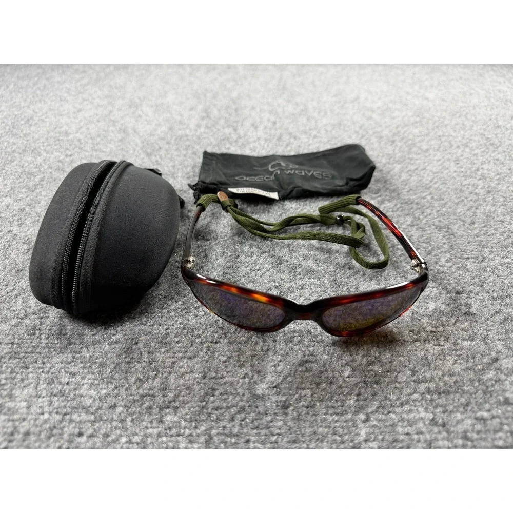 Ocean Waves Sunglasses Mens One Size Brown Tortoise Wrap Green Mirrored Jupiter